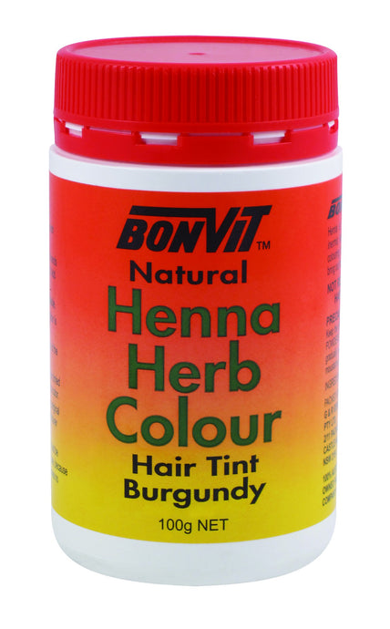 BonVit, Natural Henna Herb Colour, Hair Tint, Burgundy, 100 g