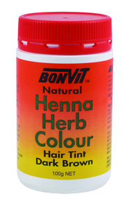 BonVit, Natural Henna Herb Colour, Hair Tint, Dark Brown, 100 g