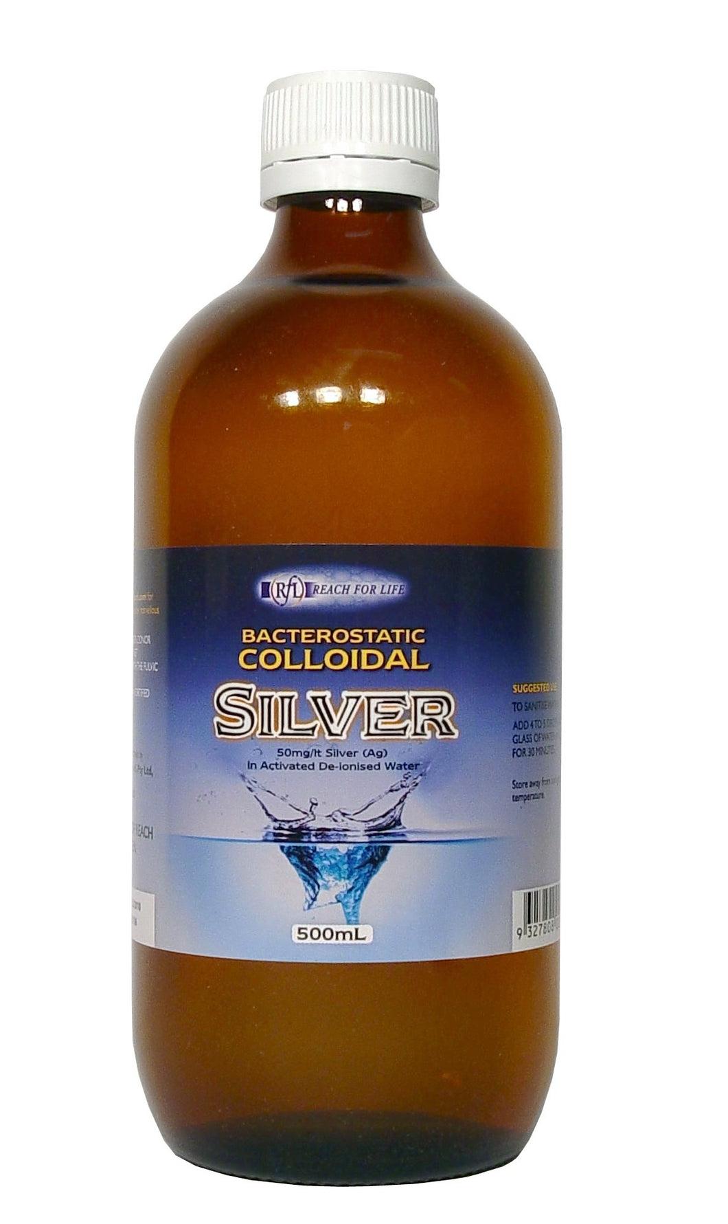 Reach For Life, Bacterostatic Colloidal Silver, 50 mg/Litre, 500 ml