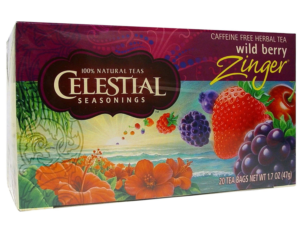 Celestial Seasonings Tea Wild Berry Zinger Caffeine Free 20 Tea Bags 47g