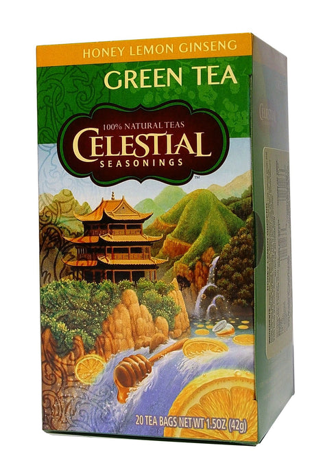 Celestial Seasonings, Green Tea, Honey Lemon Ginseng, Caffeine Free, 20 Tea Bags, 42 g