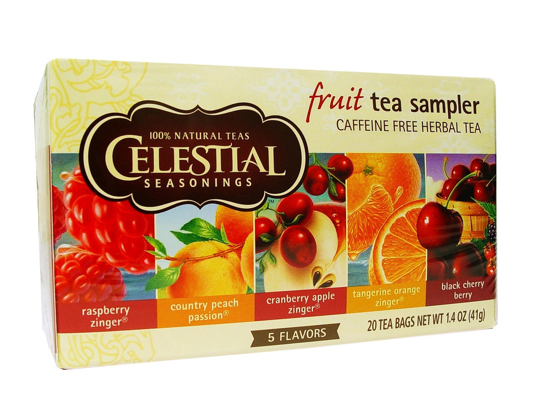 Celestial Seasonings Tea Fruit Sampler 5 Flavors Caffeine Free 20 Tea Bags 42g