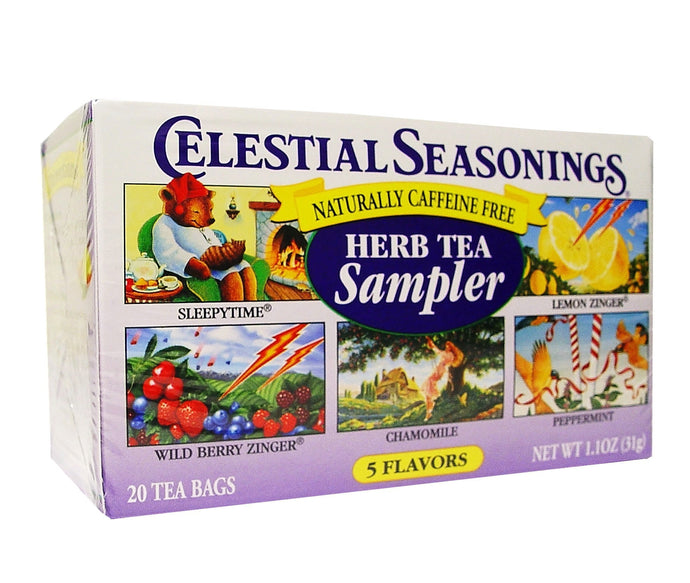 Celestial Seasonings, Tea, Herb Tea Sampler, 5 Flavors, Caffeine Free, 20 Tea Bags, 31 g
