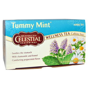 Celestial Seasonings, Wellness Tea, Tummy Mint, Caffeine Free, 20 Tea Bags, 27 g