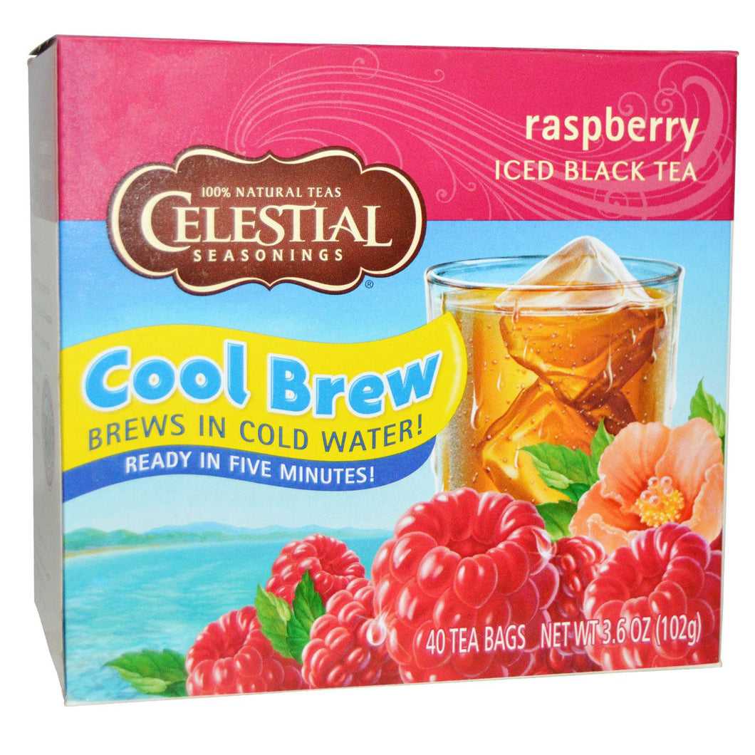 Celestial Seasonings, Cool Brew, Iced Black Tea, Raspberry, 40 Tea Bags, 102 g