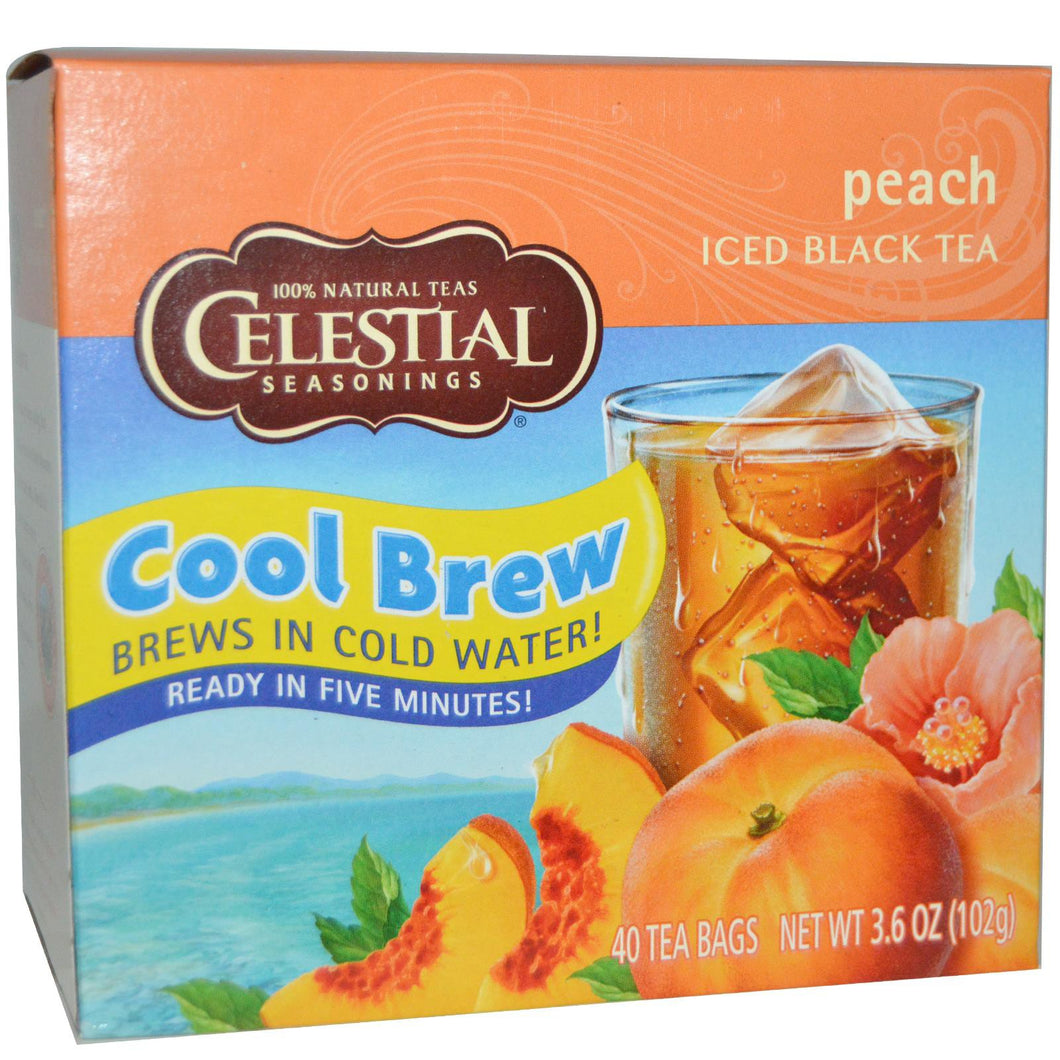 Celestial Seasonings, Cool Brew, Iced Black Tea, Peach, 40 Tea Bags, 102 g