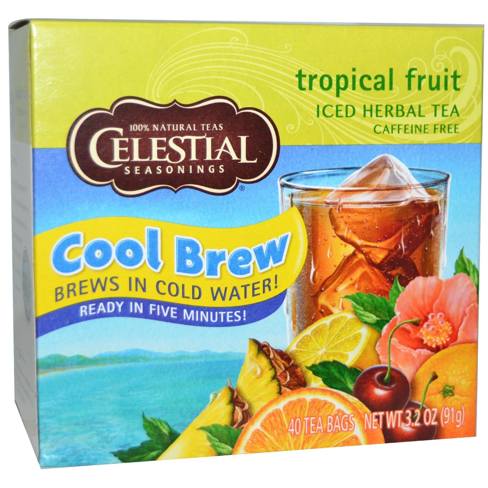 Celestial Seasonings, Cool Brew, Iced Black Tea, Tropical Fruit, 40 Tea Bags, 91 g