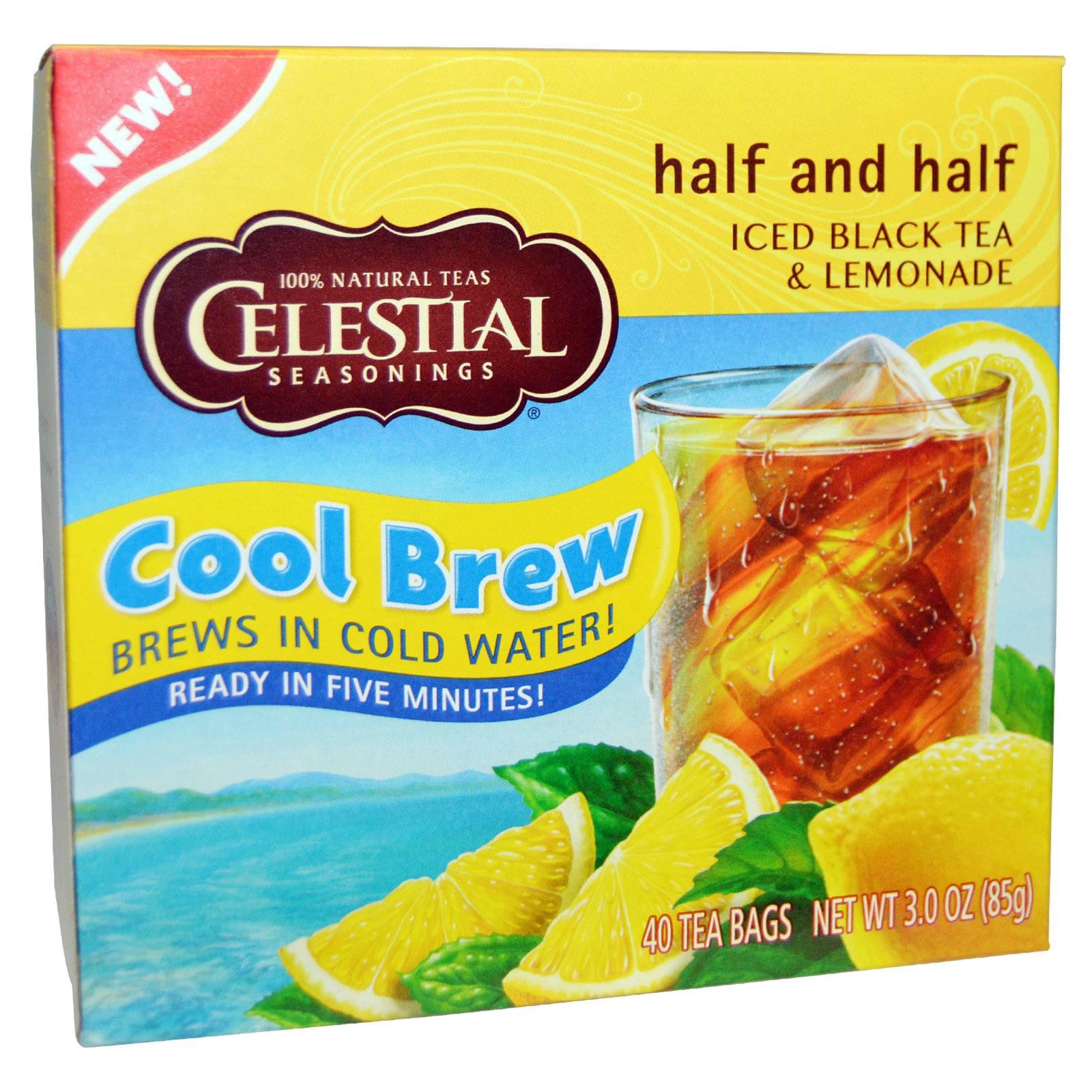 Celestial Seasonings, Half and Half, Cool Brew, Iced Black Tea & Lemonade, 40 Tea Bags, 85 g