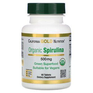 California Gold Nutrition Organic Spirulina USDA Certified 500mg 60 Tablets