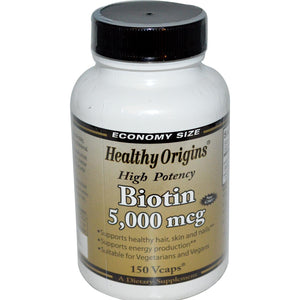 Healthy Origins Biotin 5000mcg 150 VCaps - Dietary Supplement