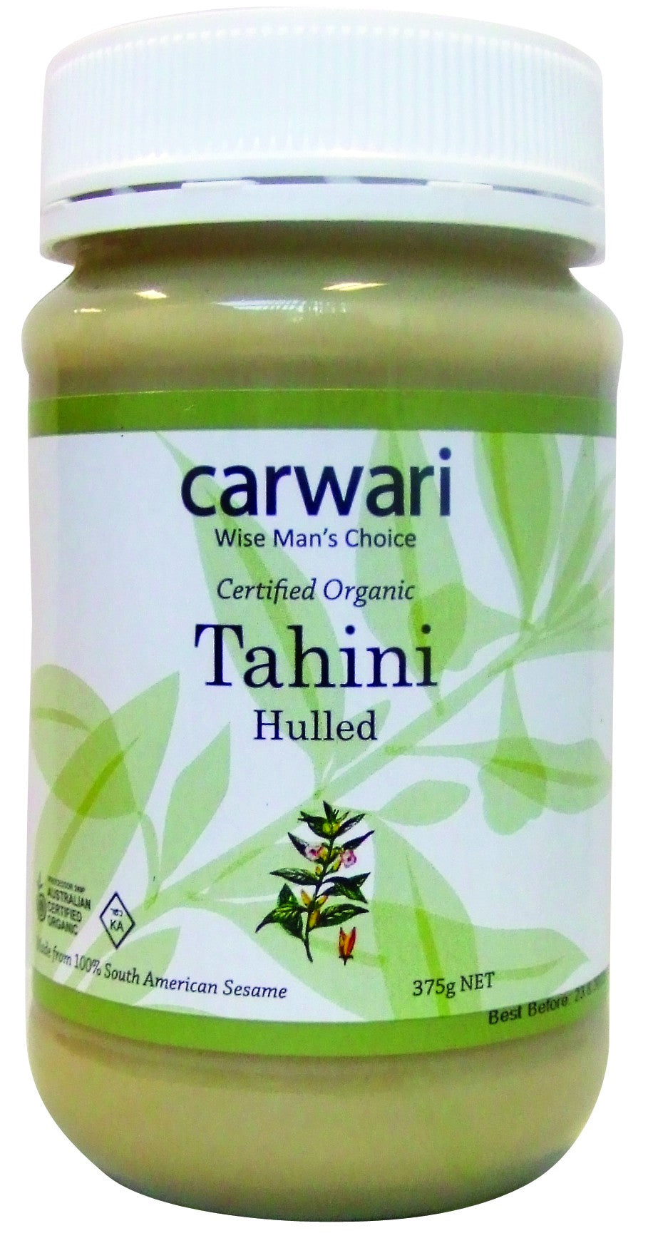 Carwari, Hulled Tahini, Certified Organic, 375 g