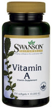 Load image into Gallery viewer, Swanson Premium Vitamin A 10,000 IU 250 Softgels