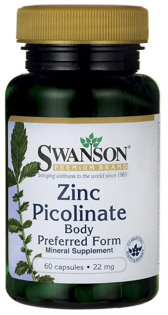 Swanson Premium Zinc Picolinate Body Pref 22 mg 60 Caps