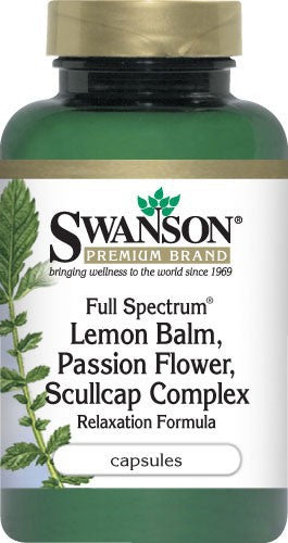 Swanson Premium Lemon Balm, Passion Flower, Scullcap Complex 225/225/225mg 180 Capsules