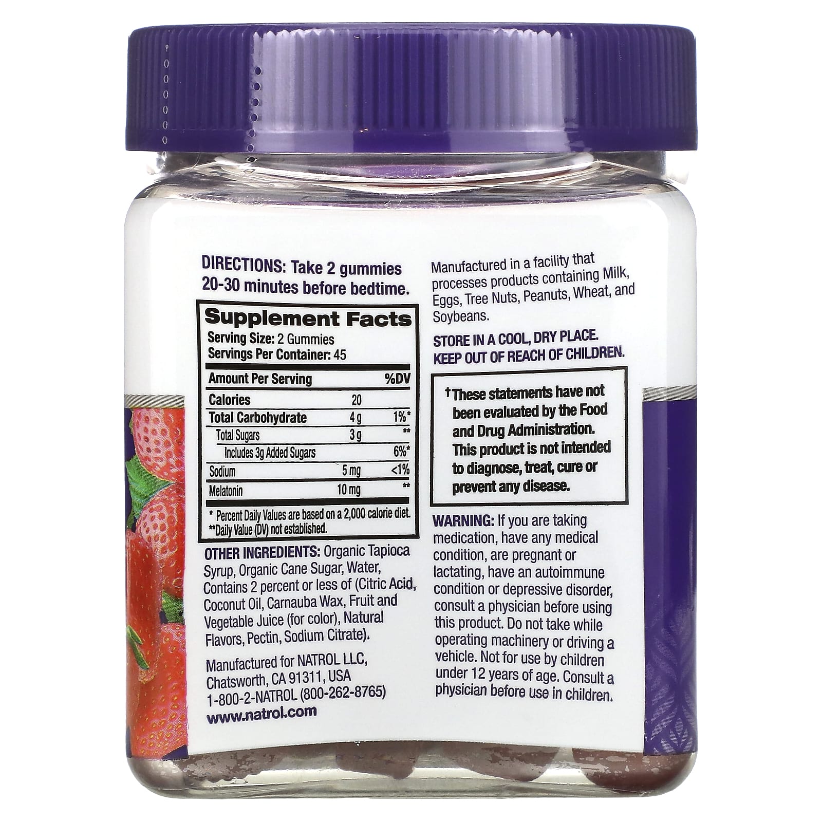 Natrol, Melatonin Gummies, Strawberry, 10 mg, 90 Gummies (5 mg per Gummy)