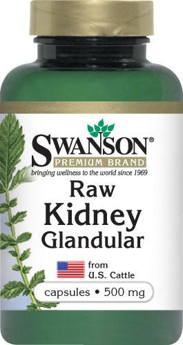Swanson Premium Raw Kidney Glandular 500mg 60 Capsules
