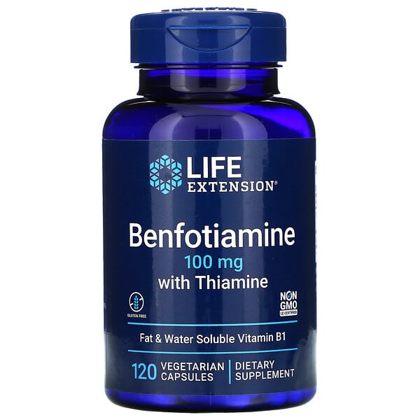 Life Extension Benfotiamine with Thiamine 100mg 120 Veggie Caps