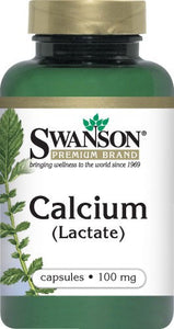 Swanson Premium Calcium Lactate 100mg 100 Capsules - Supplement