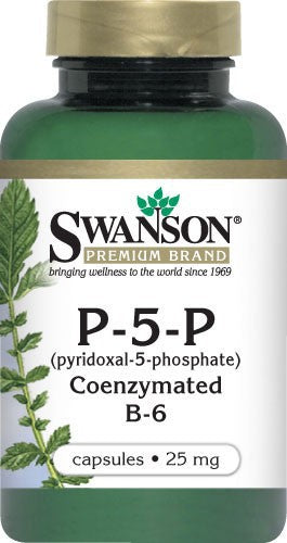 Swanson Premium P-5-P (Pyridoxal-5-Phosphate) Coenzymated Vitamin B-6 25mg 60 Capsules