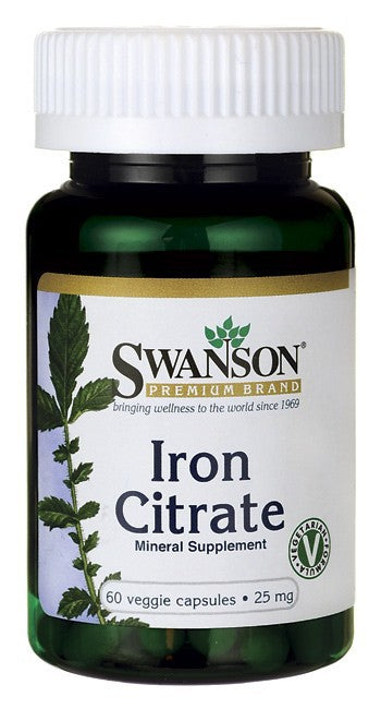 Swanson Premium Iron Citrate 25mg 60 Veggie Capsules