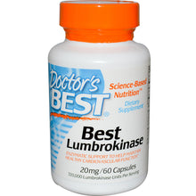 Load image into Gallery viewer, Doctor&#39;s Best, Best Lumbrokinase, 20mg, 60 Capsules