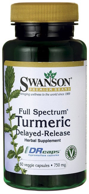 Swanson Premium Full-Spectrum Turmeric Delayed Release 750mg 60 Veg Drcaps