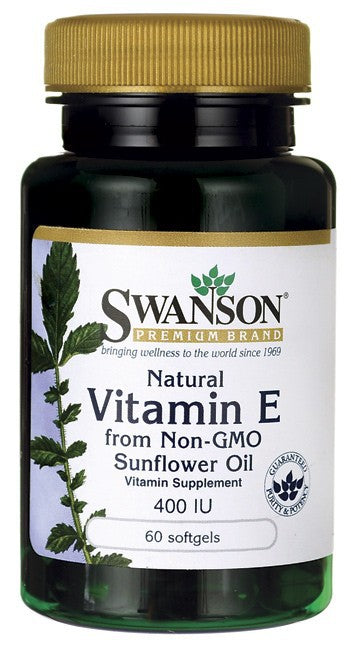 Swanson Premium Natural Vitamin E from Non-GMO Sunflower Oil 400IU 60 Softgels