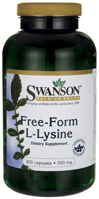 Swanson Premium Free-Form L-Lysine 500mg 300 Capsules