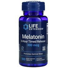 Load image into Gallery viewer, Life Extension, Melatonin, 6 Hour Timed Release, 300 mcg, 100 Vegetarian Tablets