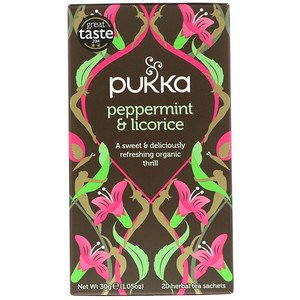 Pukka Herbs Peppermint & Licorice Herbal Tea Caffeine Free 20 Tea Sachets 1.05 oz (30g)