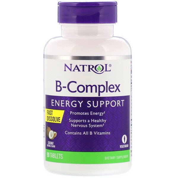 Natrol B-Complex Fast Dissolve Coconut Natural Flavor 90 Tablets