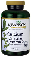 Load image into Gallery viewer, Swanson Premium Calcium Citrate With Vitamin D 250 Tablets