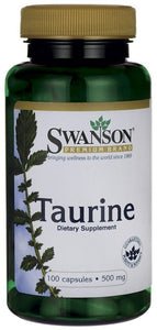 Swanson Premium Taurine 500mg 100 Capsules - Dietary Supplement