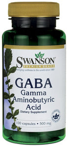 Swanson Gamma Aminobutyric Acid (GABA) 500Mg 100 Capsules
