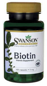 Swanson Biotin 5mg 100 Capsules - Vitamin Supplement