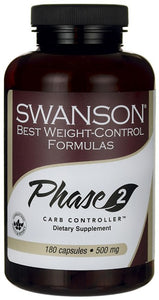 Swanson Best Weight-Control Formulas Phase 2 Carb Controller White Kidney Bean Extract 500mg 180 Capsules