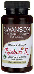 Swanson Best Weight-Control Formulas Maximum Strength Razberi-K 500mg 60 Veggie Capsules