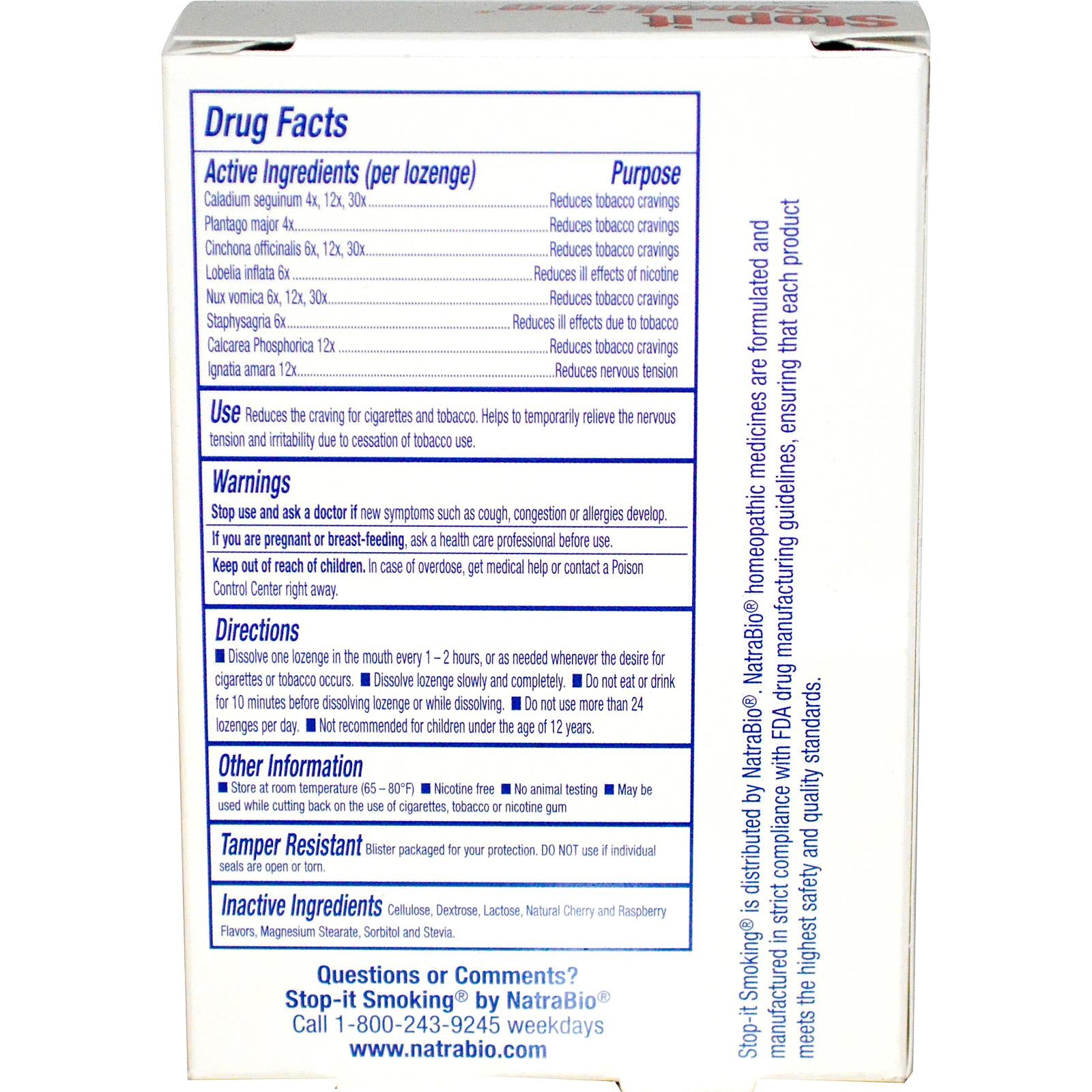 Natra Bio, Stop-It Smoking, 36 Lozenges