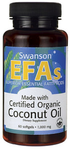Swanson EFAs Certified Organic Coconut Oil 1000mg 60 Softgels