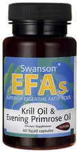Load image into Gallery viewer, Swanson EFAs Krill Oil &amp; Evening Primrose Oil 60 Liquid Caps