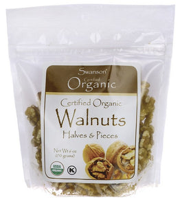 Swanson Certified Organic Walnuts, Halves & Pieces 170gm
