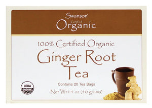 Swanson Organic 100% Certified Organic Ginger Root Tea 20 Tea Bags
