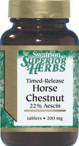 Swanson Superior Herbs Timed-Release Horse Chestnut 22% Aescin 200mg 120 Tablets