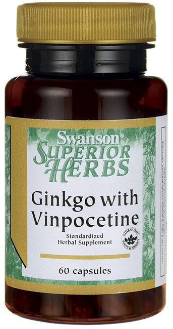 Swanson Superior Herbs Ginkgo & Vinpocetine Standardised 40/5mg 60 Capsules