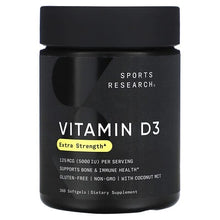 Load image into Gallery viewer, Sports Research Vitamin D3 with Coconut Oil 125mcg (5000 IU) 360 Softgels