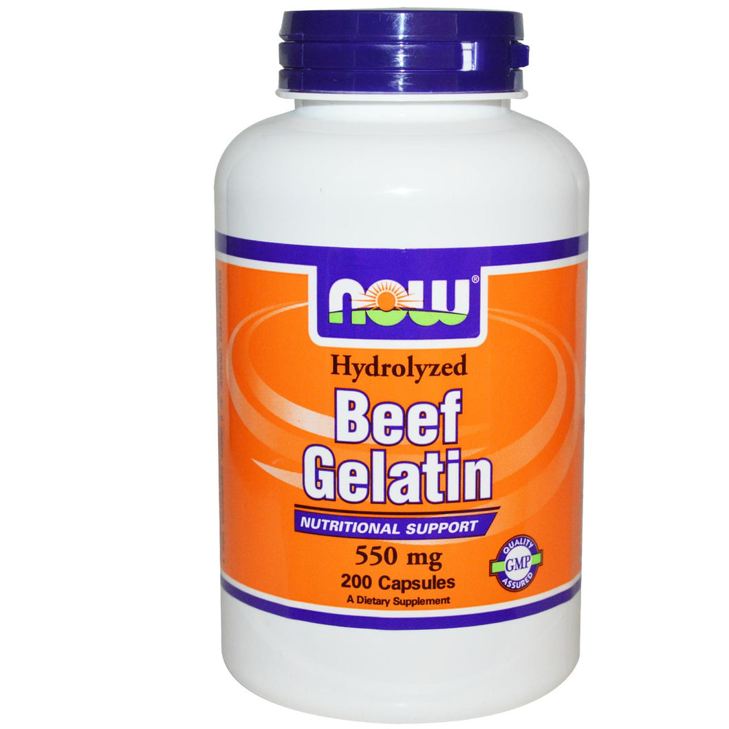 Now Foods Beef Gelatin 550mg 200 Capsules - Dietary Supplement