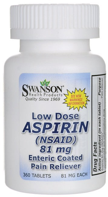 Swanson OTC Low Dose Aspirin Enteric Coated 81mg 360 Tablets