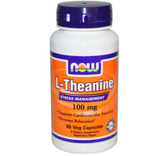 Load image into Gallery viewer, Now Foods L-Theanine 100mg 90 Vcaps