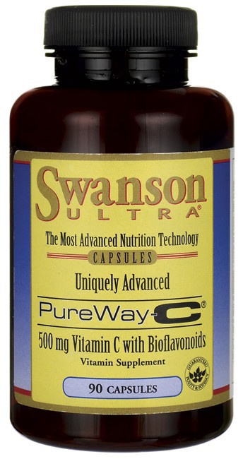 Swanson Ultra Pureway Vitamin C 500mg with BioFlavonoids, 500 mg, 90 Capsules
