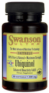 Swanson Ultra 100% Pure & Natural Ubiquinol 200mg 30 Softgels